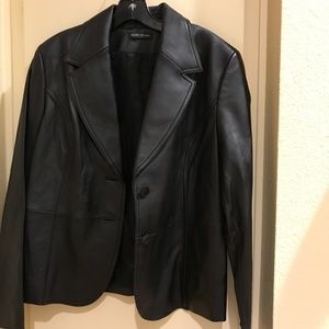 Waist length leather jacket